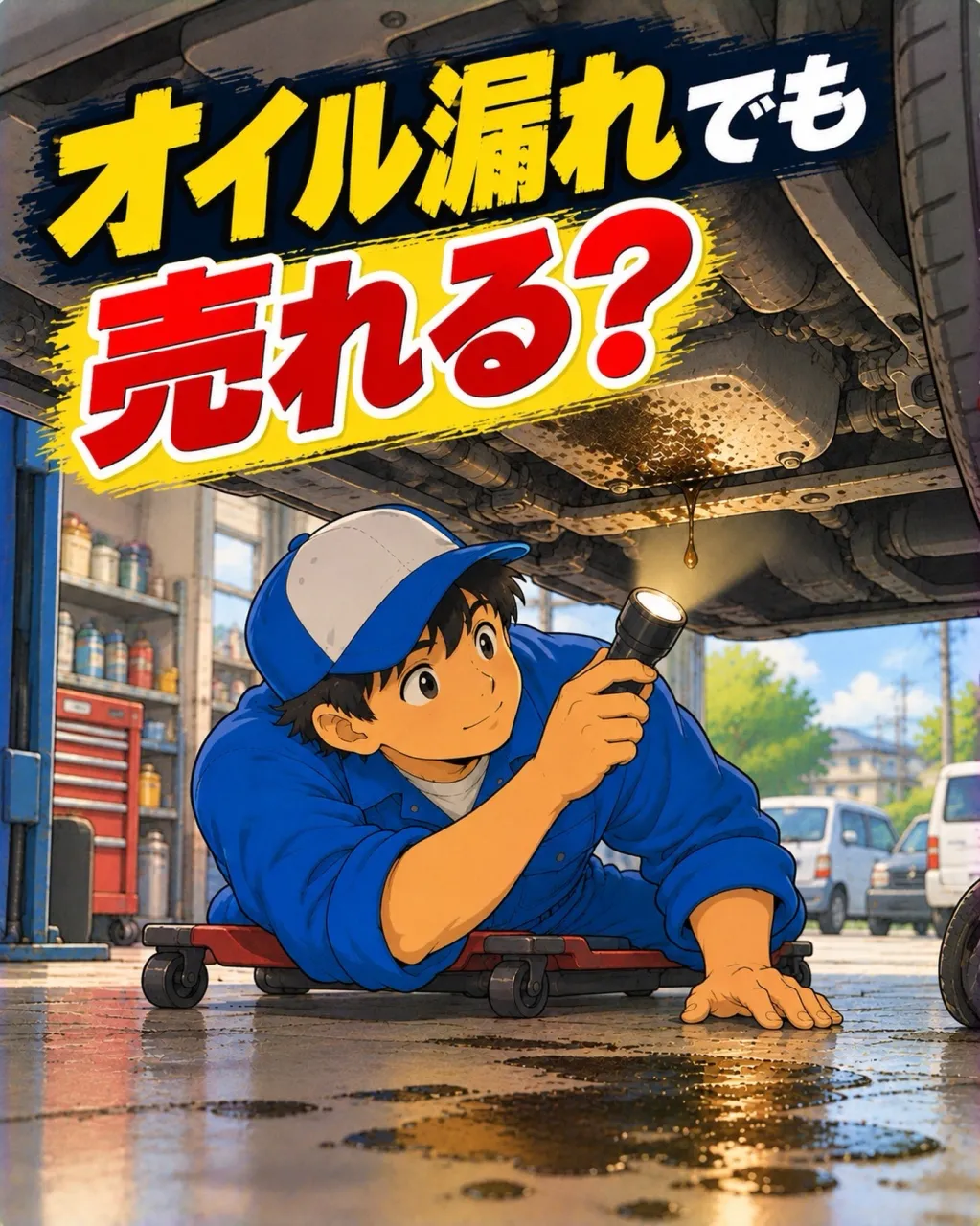 オイル漏れの車は売れる?シミの色でわかる原因と買取のポイント...